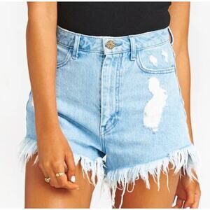 Show Me Your Mumu Womens Houston Cotton Four Pocket High-Rise Denim Shorts